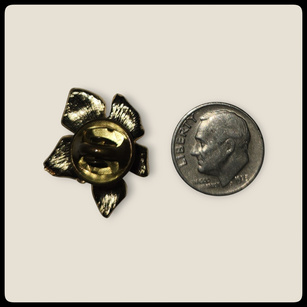Vintage Wild Rose Brooch with Purple Rhinestone - Picture 5 of 5